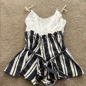 Altar'd State Black and White Striped Jumpsuit